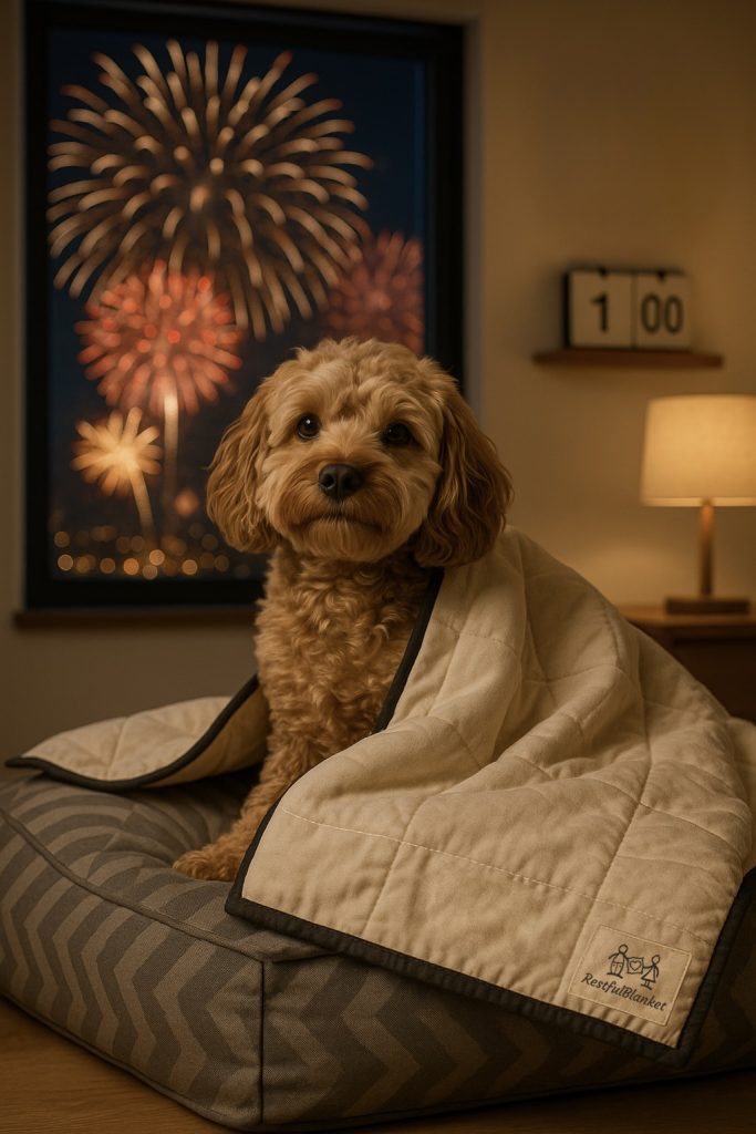 Tyngdetæppe mod fyrværkeriangst hos hunde for mere ro