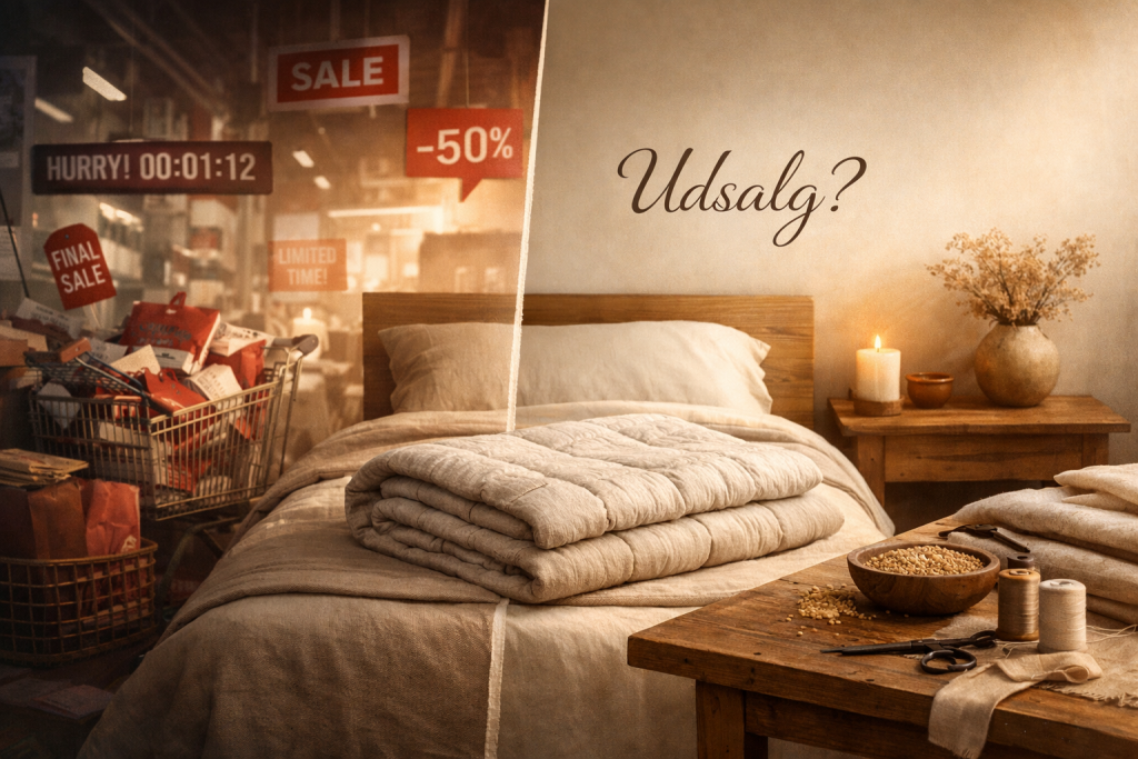 RestfulBlanket siger nej til udsalg, tilbud og Black Friday og arbejder i stedet med en ærlig og stabil pris på deres danskproducerede tyngdedyner.