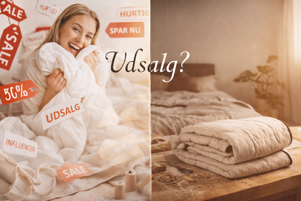 RestfulBlanket forklarer hvorfor virksomheden ikke holder udsalg, tilbud eller Black Friday, men arbejder med en stabil og ærlig pris på danskproducerede tyngdedyner.