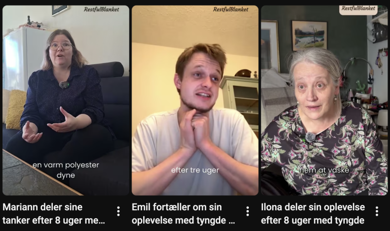 11 frivillige tester tyngdedyne i 8 uger og oplever mere ro i kroppen og bedre søvn